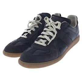 Maison Martin Margiela-Maison Margiela REPLICA / German Trainer / Low Cut Sneakers / Leather / 42 / Black-Black