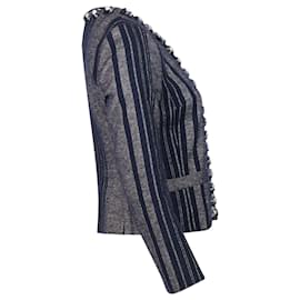 Tory Burch-Tory Burch Eliza Tweed Stripe Jacket in Blue Wool-Blue