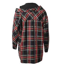 Maje-Maje Plaid Asymmetric-Layered Shirt in Red Acetate-Red