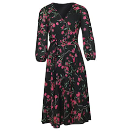 Alice + Olivia-Alice + Olivia Long -Sleeve Midi Dress in Floral Print Polyester-Other