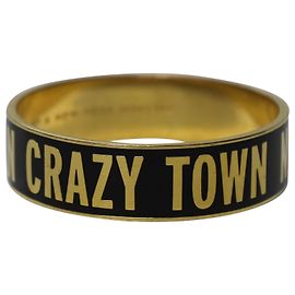 Kate Spade Crazy Life Idiom Bangle em Black Metal Preto