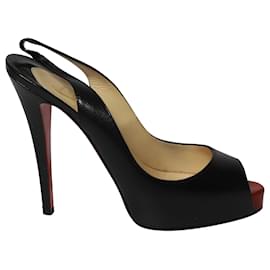 Christian Louboutin-Christian Louboutin Nouveau Privé 120 Sandales Slingback en Cuir Noir-Noir