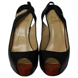 Christian Louboutin-Christian Louboutin Nuevo Prive 120 Sandalias Slingback en Cuero Negro-Negro