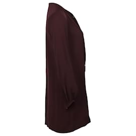 Diane Von Furstenberg-Diane Von Furstenberg Blouson Sleeve Dress in Burgundy Silk-Dark red