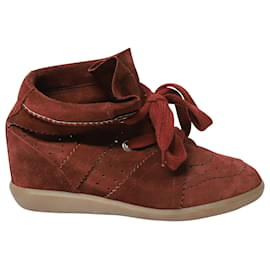 Isabel Marant-Isabel Marant Bobby High Top Sneakers in Red Suede -Red