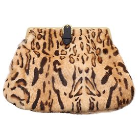 Bolsa Clutch com estampa de leopardo Jimmy Choo em cabelo castanho Marrom