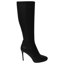 Jimmy Choo Hoxton 100 Knee High Boots in Black Calf Leather  Black