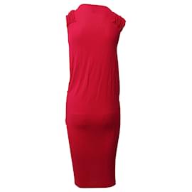 Alexander Mcqueen-Alexander McQueen Ruched Midi Dress in Red Viscose-Red