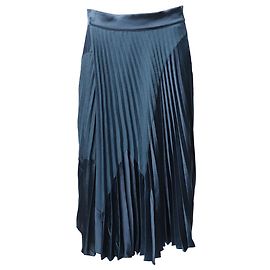 Vince Plissee-Midirock aus marineblauer Seide Blau