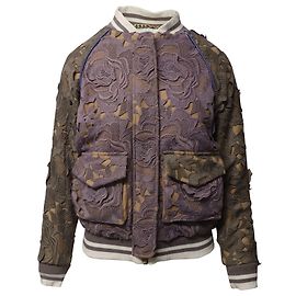 Self portrait Self-Portrait Guipure Lace Bomber Jacket in Multicolor Wool Other Python print