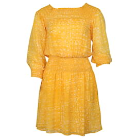 Michael Kors-Michael Kors Mandera Off The Shoulder Smock Dress in Yellow Polyester-Yellow