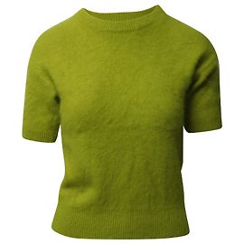 Michael Kors Kurzarmpullover aus grüner Angorawolle Grün