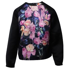 MSGM Floral Sweater in Black Polyester Black