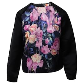 MSGM Pullover mit Blumenmuster aus schwarzem Polyester Schwarz