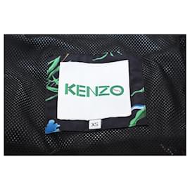 Kenzo-Giubbotto Kenzo con cappuccio stampato giglio di mare in poliestere nero-Nero