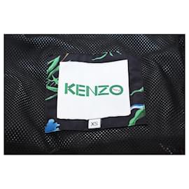 Kenzo-Kenzo Veste à Capuche Imprimée Lys de Mer en Polyester Noir-Noir