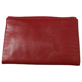 Marc Jacobs-Marc Jacobs Crocodile Embossed Chained Bag in Red Leather-Red
