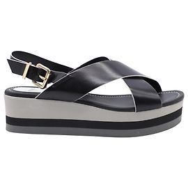 Fendi Platform Sandals in Black Leather Black