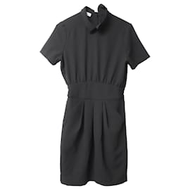 Ganni-Mini vestido com gola Ganni em nylon preto-Preto