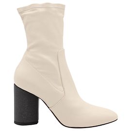 Brunello Cucinelli Glitter Heels Stiefel aus cremefarbenem Leder Weiß Roh