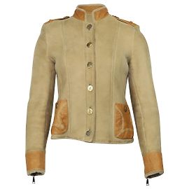 Emporio Armani Shearling Jacket in Beige Suede Brown Beige