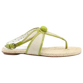 Moschino Thong Sandals in Beige Canvas  Brown Beige