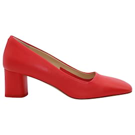 Aeyde-Zapatos de salón Aeyde Meghan con punta cuadrada en piel de becerro roja-Roja