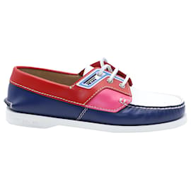 Prada-Sapatos de barco Prada em couro multicolorido-Multicor