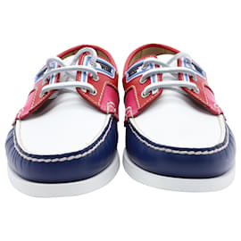 Prada-Sapatos de barco Prada em couro multicolorido-Multicor