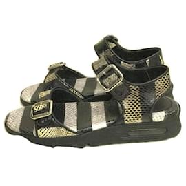 Givenchy-GIVENCHY Python leather / air sole / strap sandals / sandals / 41 / Black-Black