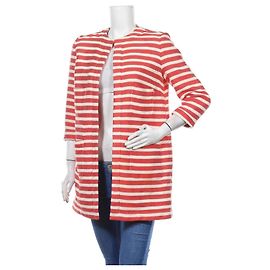 Blazer listrado 0039 vermelho e ecru de algodão Vermelho