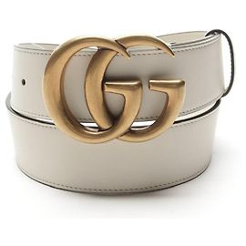 Gucci GG CINTO DE COURO FIVELA Branco