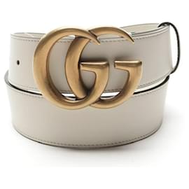 Gucci-GG BUCKLE LEATHER BELT-White