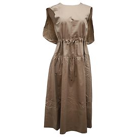 Vestido Tibi Poplin Cape em Algodão Bege Bege