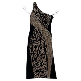 Versace Kleid Schwarz Viscose mit Kristallen Schwarz
