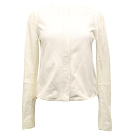 Vince-Vince Kragenlose Jacke aus weißem Leder-Weiß,Roh