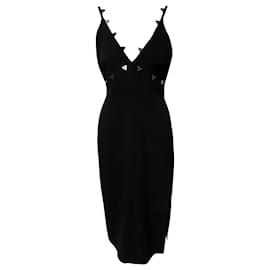Autre Marque-David Koma Low Neckline Embellished Dress in Black Acetate-Black