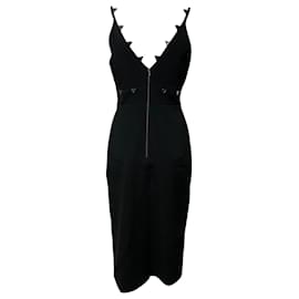 Autre Marque-David Koma Verziertes Kleid mit tiefem Ausschnitt in schwarzem Acetat-Schwarz