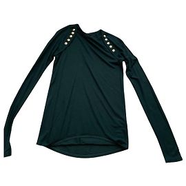 Top Balmain Vert en Viscose à Boutons Dorés Vert