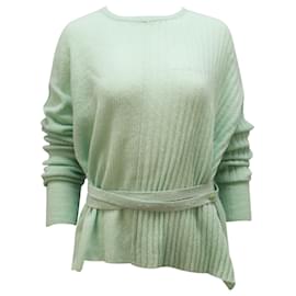 Helmut Lang-Helmut Lang Belted Strap Ribbed Sweater in Green Alpaca-Green