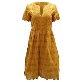 Madewell-Madewell Robe mi-longue à œillets festonnés en coton jaune-Jaune