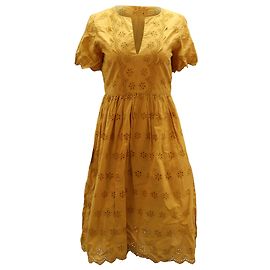 Vestido midi com ilhós Madewell em algodão amarelo Amarelo