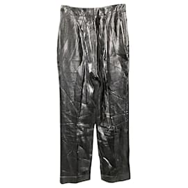 Autre Marque-Isa Arfen Slim Fit Pants in Silver Lamé-Silvery