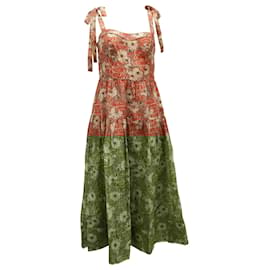 Ulla Johnson-Ulla Johnson Minerva Floral Print Midi Dress in Red Cotton-Other