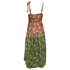 Ulla Johnson-Ulla Johnson Minerva Floral Print Midi Dress in Red Cotton-Other