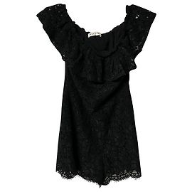 Sandro Schulterfreier Strampler aus schwarzem Polyester Schwarz