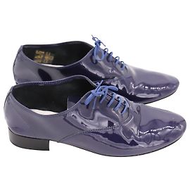 Repetto Charlotte Brogue in Pelle Verniciata Blu Navy Blu