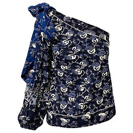 Ulla Johnson Asima Batik One-Shoulder-Bluse aus blauer Baumwolle Andere