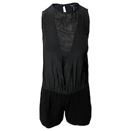 Maje-Maje Jumpsuit with V-neck Detail in Black Silk-Black