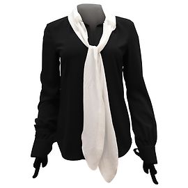 Veronica Beard Presley Bluse zum Binden am Hals aus schwarzem Polyester Schwarz